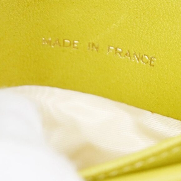 CHANEL CC Bifold Compact Wallet Grained Calfskin Leather Yellow Vintage 66KB511 - Picture 13 of 14